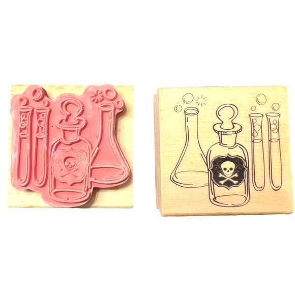CraftSmart Halloween Potion Bottles & Test Tubes Rubber Stamp - Picture 1 of 3